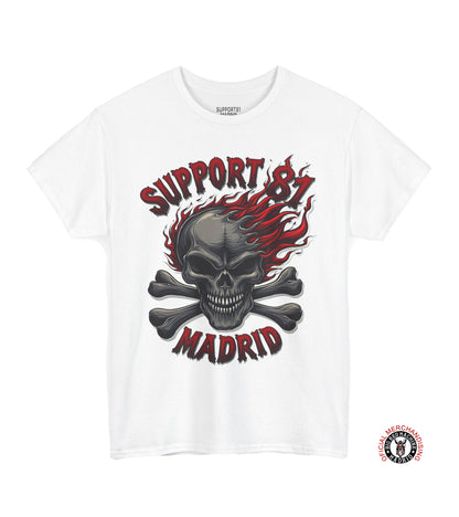White Support 81 Madrid Flaming Skull T-Shirt for men