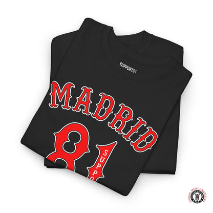 Support 81 Madrid Spain Heavy Cotton T-Shirt - Motorcycle Club Tee For Him