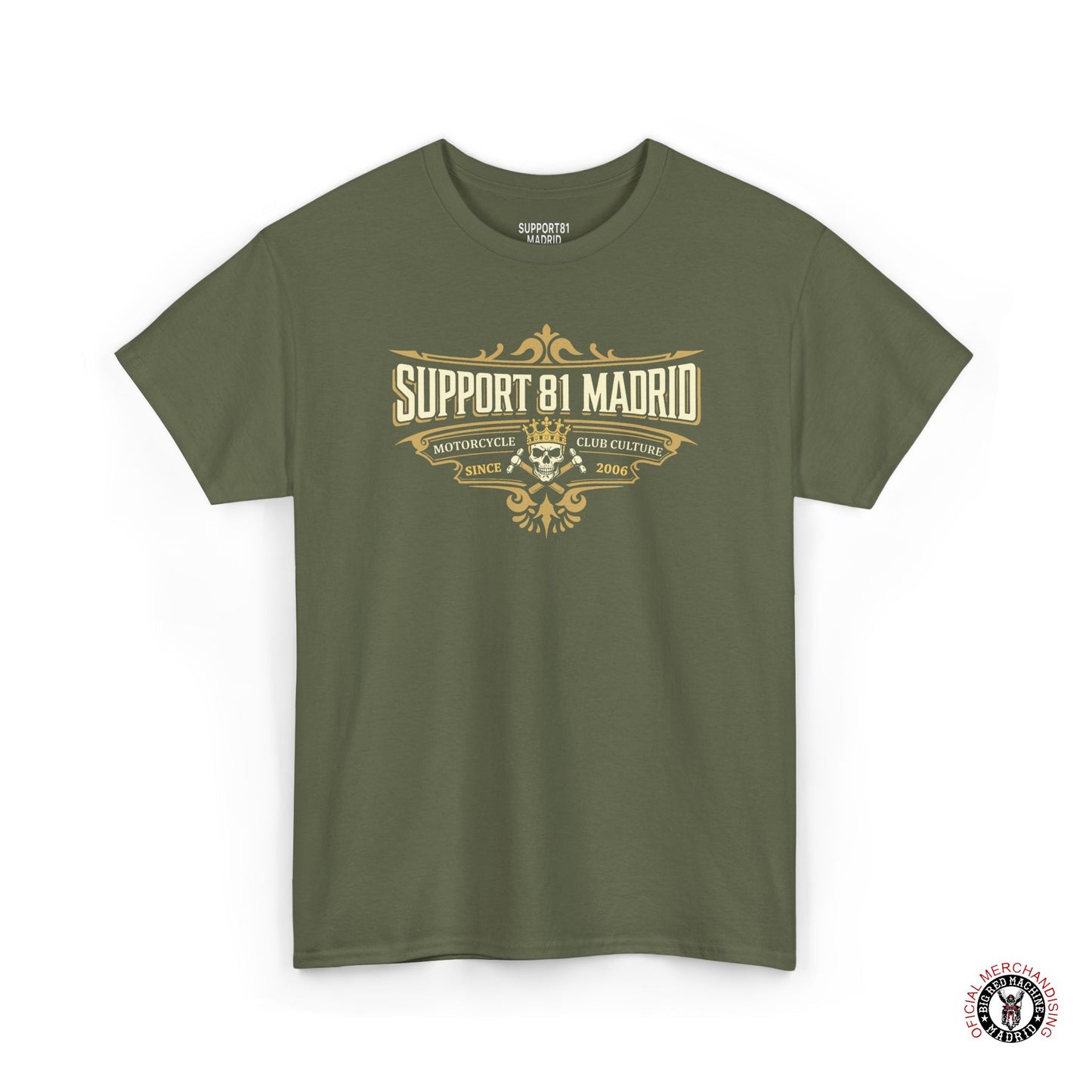 Military Green Support 81 Motorcycle Club Culture T-Shirt - Tattoo Style Graphic Tee