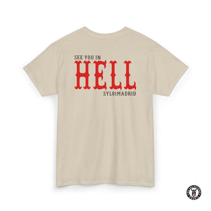 Sand Back Support 81 T-Shirt See You In Hell - Red And Black Graphic Design Tee