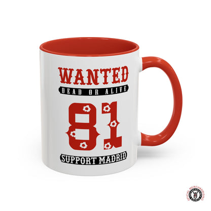 Wanted Support 81 Coffee Mugs 11oz - 0.33ml Red Right Handle
