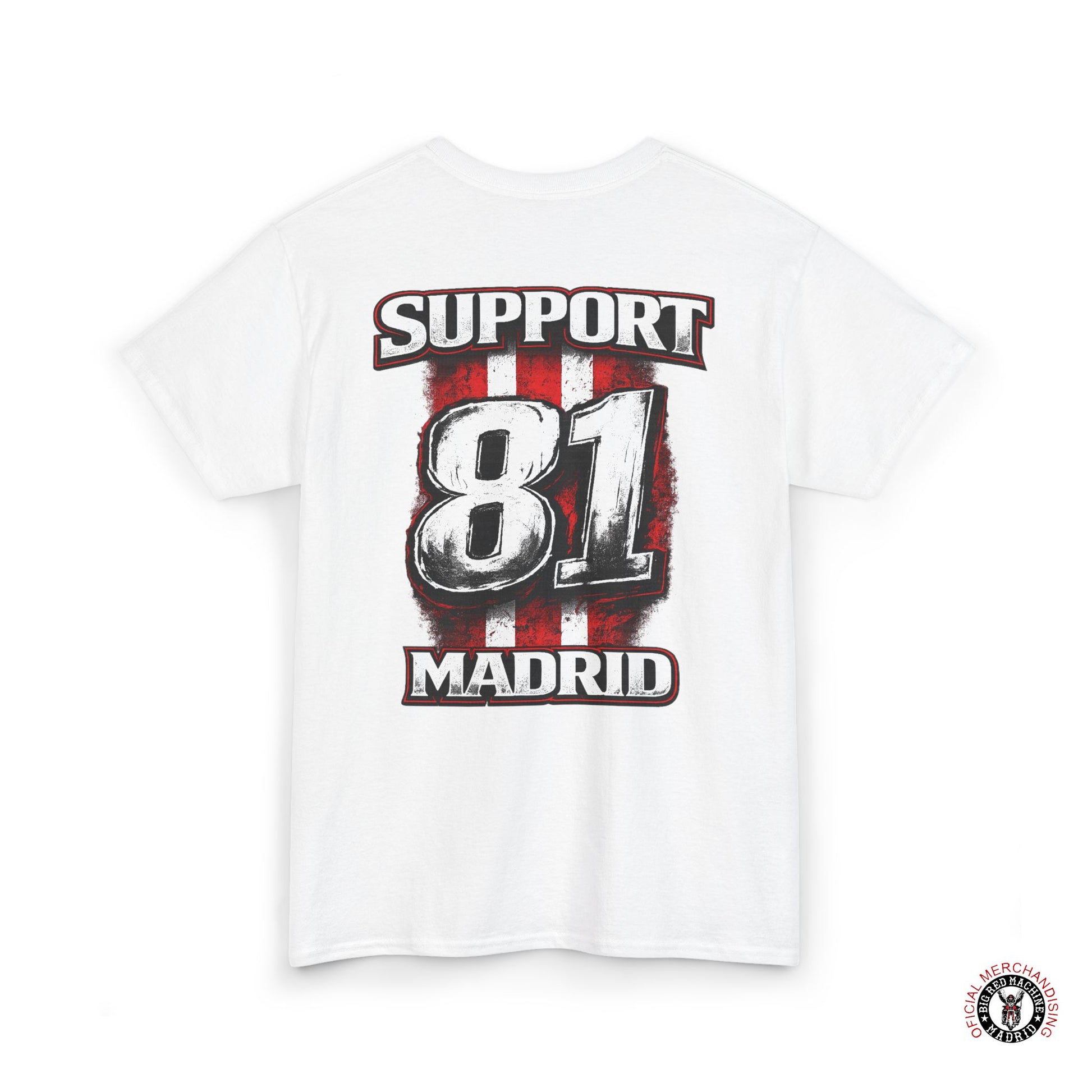 White support 81 madrid motorcycle t-shirt graphic tee streetwear apparel back view shown