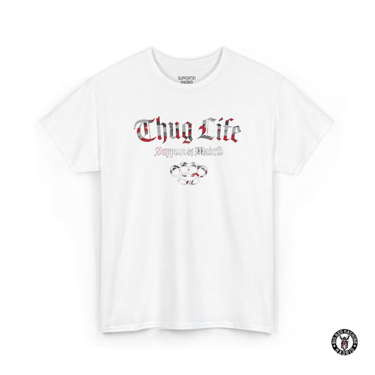 White T-Shirt Support 81 Madrid "Th_g Life" Camouflage Biker Brotherhood.