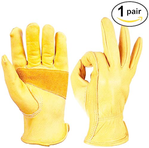 Guantes clásicos de motocicleta para conducción, de piel de vacuno, para uso en verano, color amarillo