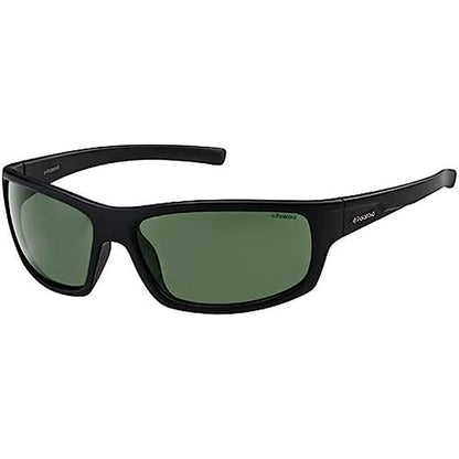 Polaroid P8411S - Gafas de sol rectangulares para hombre, 63 mm, Negro / Verde Polarizado