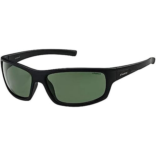 Polaroid P8411S - Gafas de sol rectangulares para hombre, 63 mm, Negro / Verde Polarizado