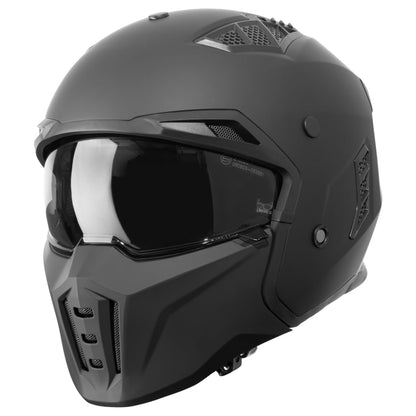 VINZ Shuto Casco Jet con Visera Solar | Casco Streetfighter para Scooter & Moto & Ciclomotor | ECE 22.06 Homologado | En Tamaño XS - XXL | para Hombre y Mujer - Negro Mate