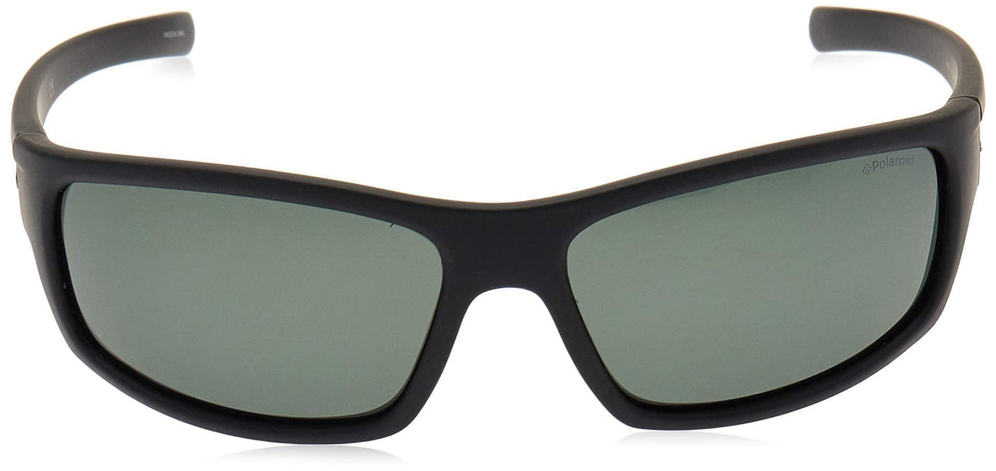 Polaroid P8411S - Gafas de sol rectangulares para hombre, 63 mm, Negro / Verde Polarizado