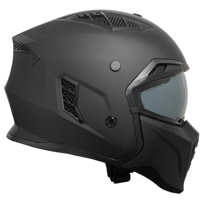 VINZ Shuto Casco Jet con Visera Solar | Casco Streetfighter para Scooter & Moto & Ciclomotor | ECE 22.06 Homologado | En Tamaño XS - XXL | para Hombre y Mujer - Negro Mate