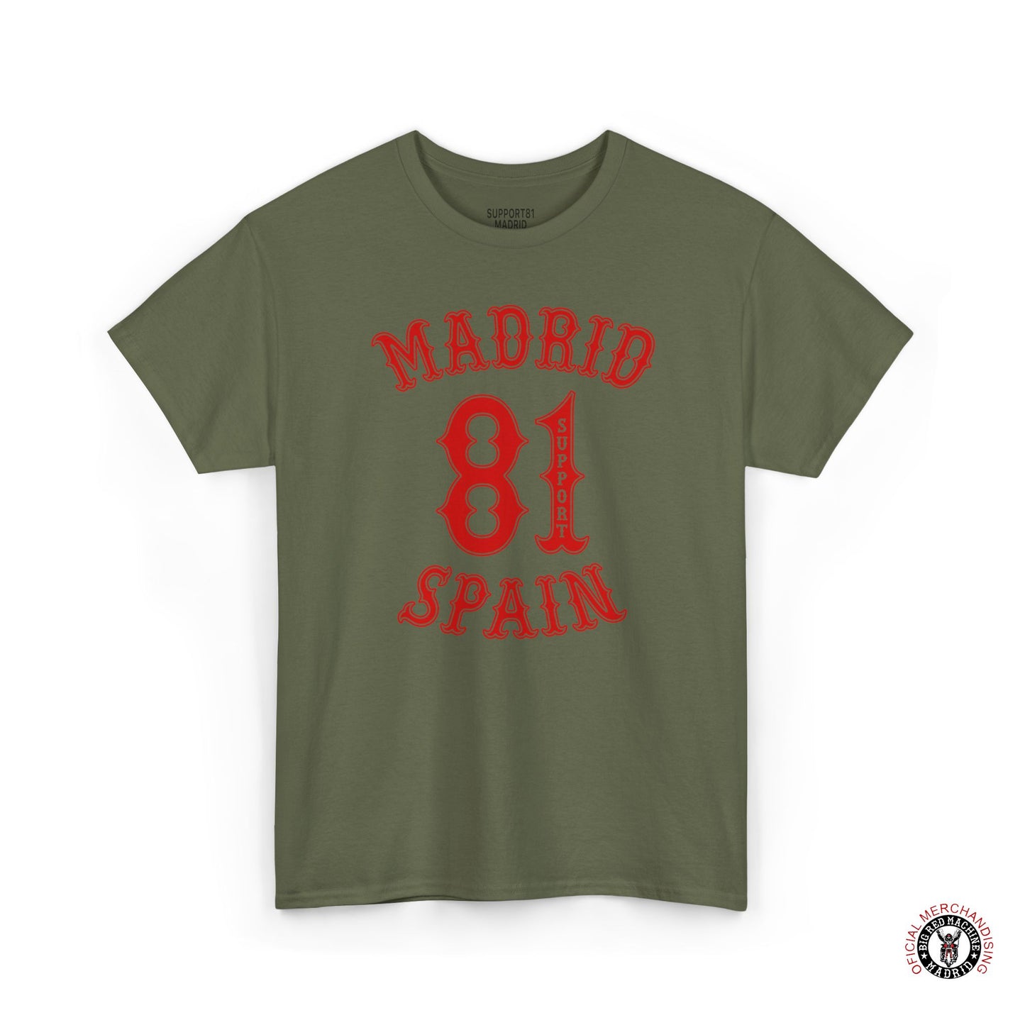 Support 81 Madrid Spain Graphic T-Shirt - Biker Patch Streetwear Tee