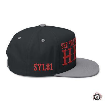 See You in Hell Baseball Hat Embroidered Flat Bill Cap Support 81
