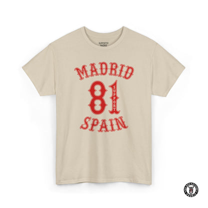 Sand Madrid Support 81 Spain Heavy Cotton Motorcycle T-Shirt - Biker Graphic Tee