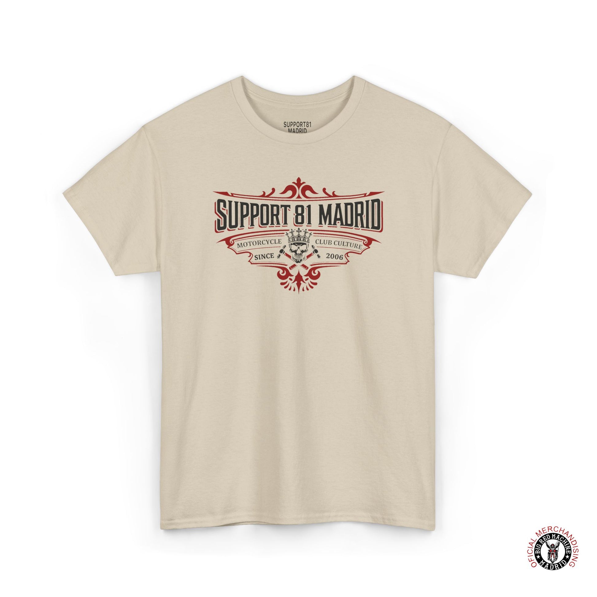 Sand Support 81 Motorcycle Club Culture T-Shirt - Black And Red Graphic