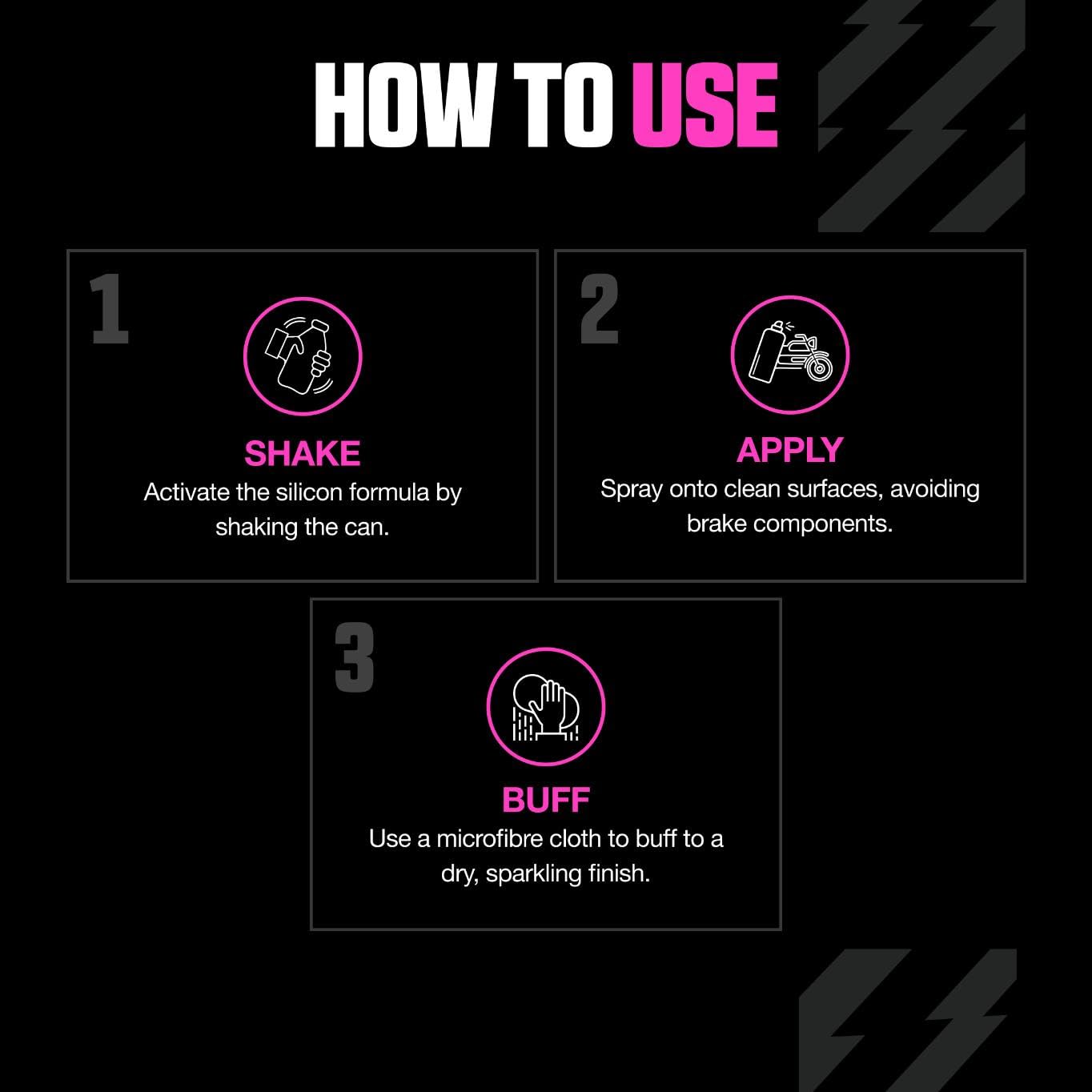 Muc-Off Silicon Shine Abrillantador de Moto de Silicona Líquida, 500 ML - Spray Protector de Moto Abrillantador para un Acabado Luciente - Protege y Ayuda a Prevenir la Adherencia de la Suciedad