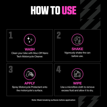 Muc-Off Protector Limpiador de Moto, 500 Ml - Spray de Protección Postlavado Anticorrosivo de Moto - Apto para Todas las Superficies
