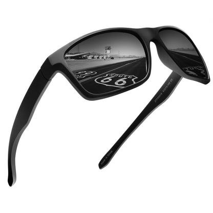 JIM HALO Polarizadas Deportivas Gafas de Sol de Espejo Wrap Alrededor Conducir Pescar Hombre Mujer(Negro/Gris Espejo)