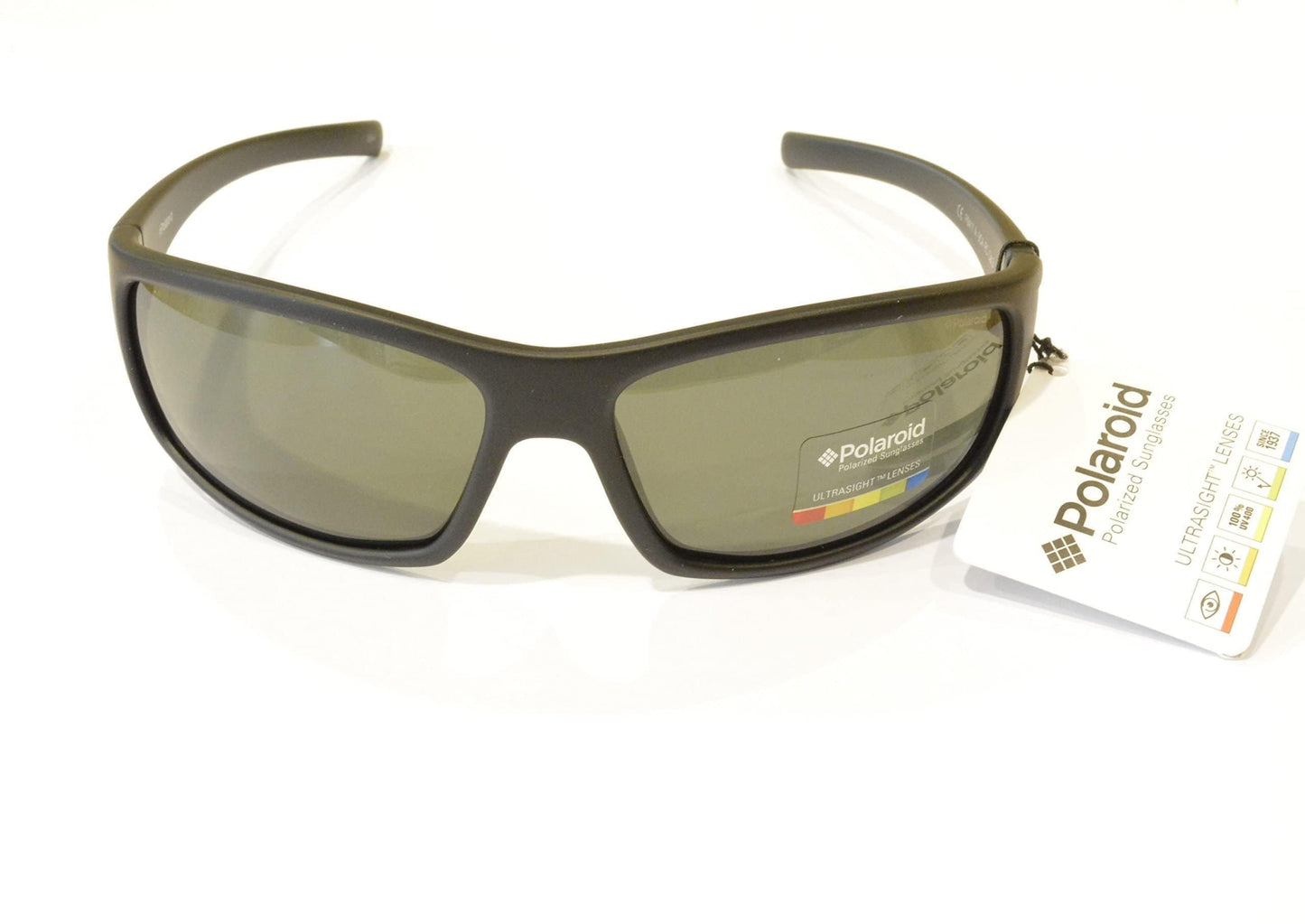 Polaroid P8411S - Gafas de sol rectangulares para hombre, 63 mm, Negro / Verde Polarizado