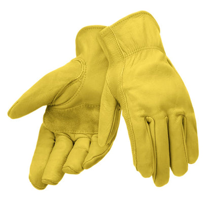 Guantes clásicos de motocicleta para conducción, de piel de vacuno, para uso en verano, color amarillo
