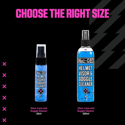 Muc-Off Limpiador de Casco, Visera y Gafas de Ciclismo, 250 Ml - Spray de Limpieza Biodegradable y Antibacteriano para Casco de Bicicleta, Casco de Moto y Gafas