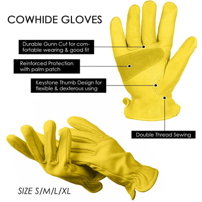 Guantes clásicos de motocicleta para conducción, de piel de vacuno, para uso en verano, color amarillo