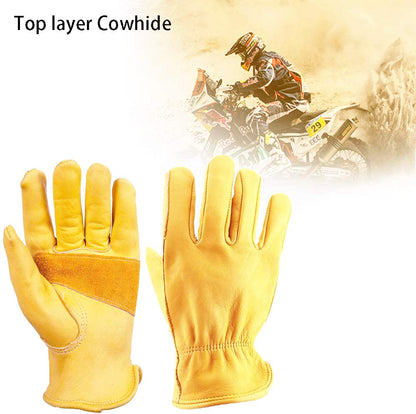 Guantes clásicos de motocicleta para conducción, de piel de vacuno, para uso en verano, color amarillo