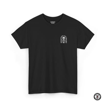 Black Front Support 81 Skull And Crossbones T-Shirt - White Motorcycle Graphic Tee