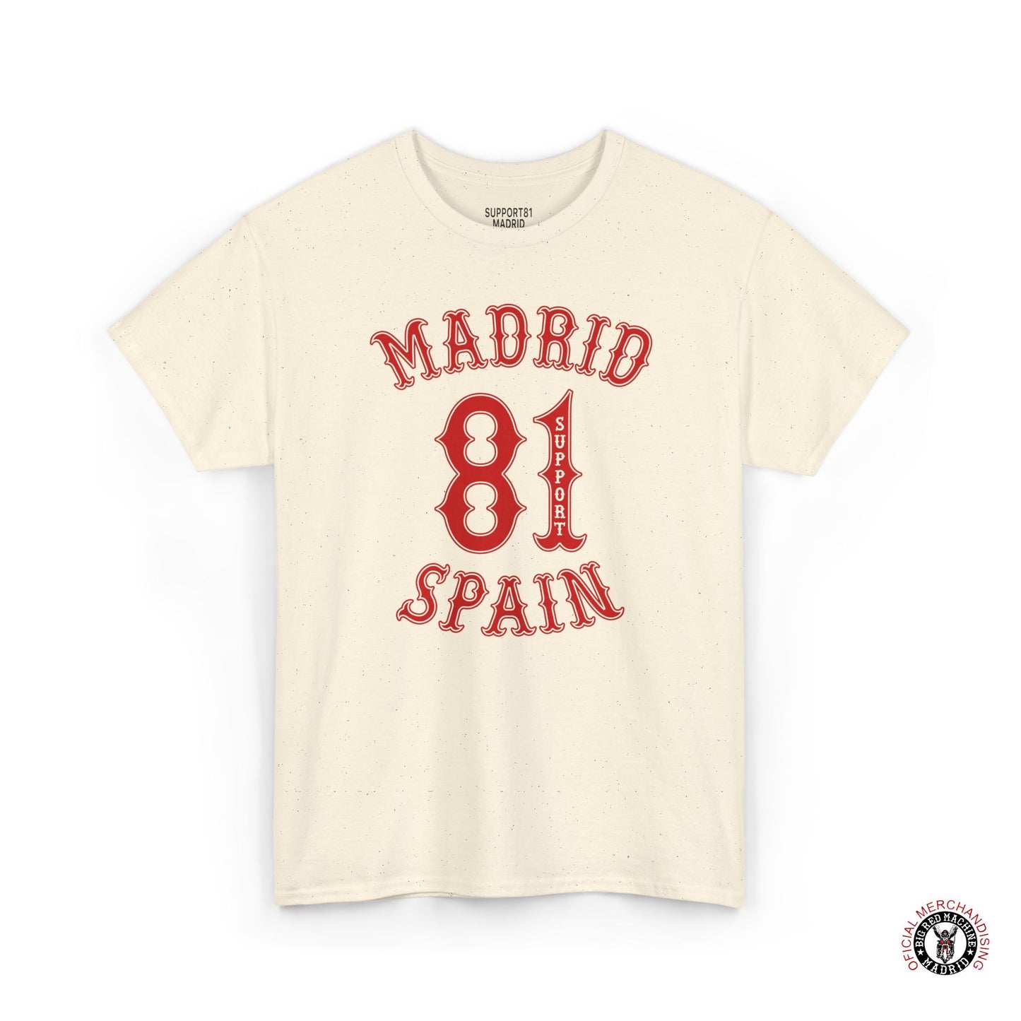 Support 81 Madrid Spain Graphic T-Shirt - Biker Patch Streetwear Tee