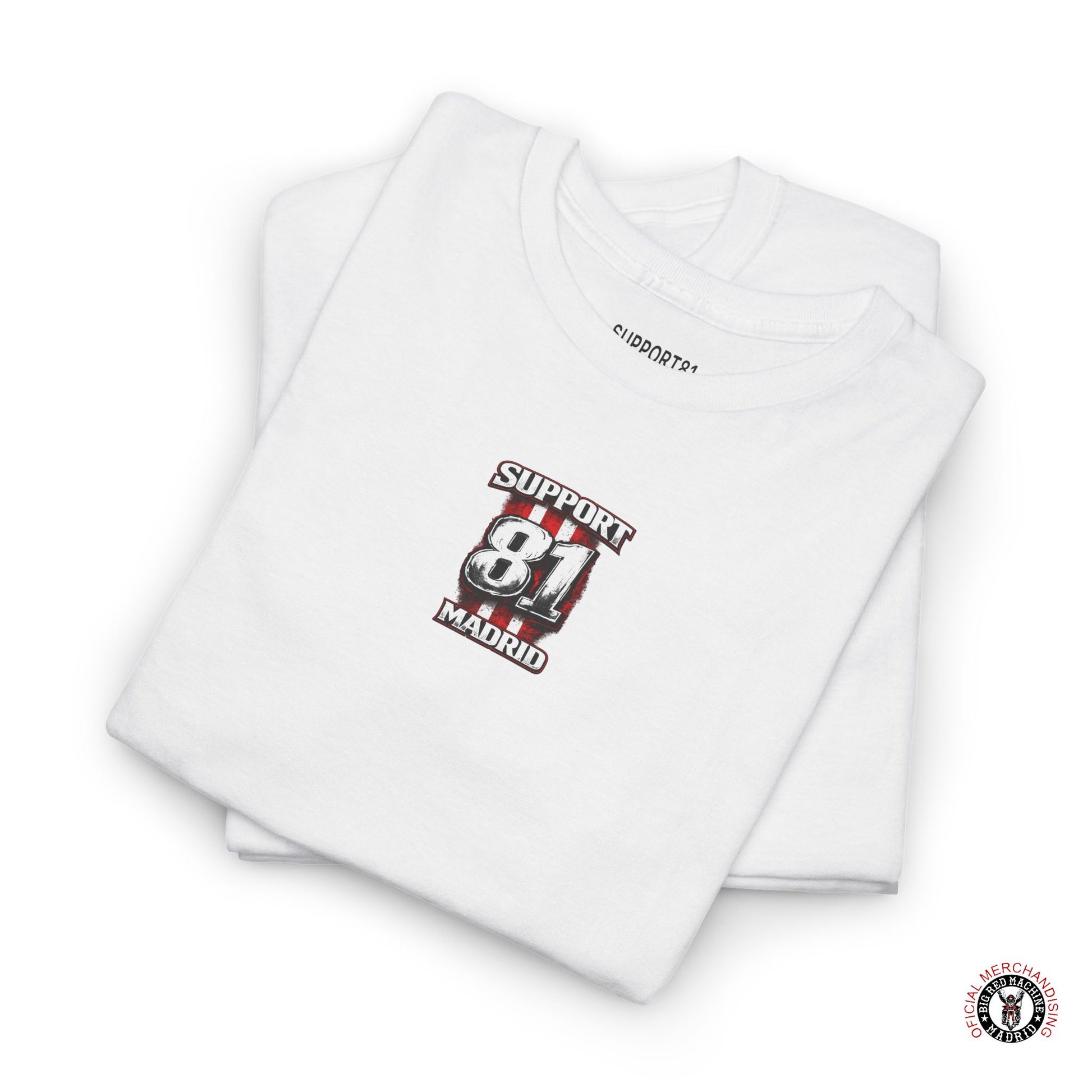 White support 81 madrid motorcycle t-shirt graphic tee streetwear apparel collar view shown