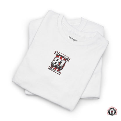 White support 81 madrid motorcycle t-shirt graphic tee streetwear apparel collar view shown