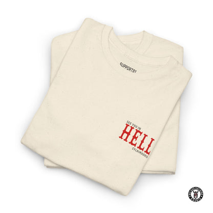Natural Folded Support 81 T-Shirt See You In Hell - Red And Black Graphic Design Tee