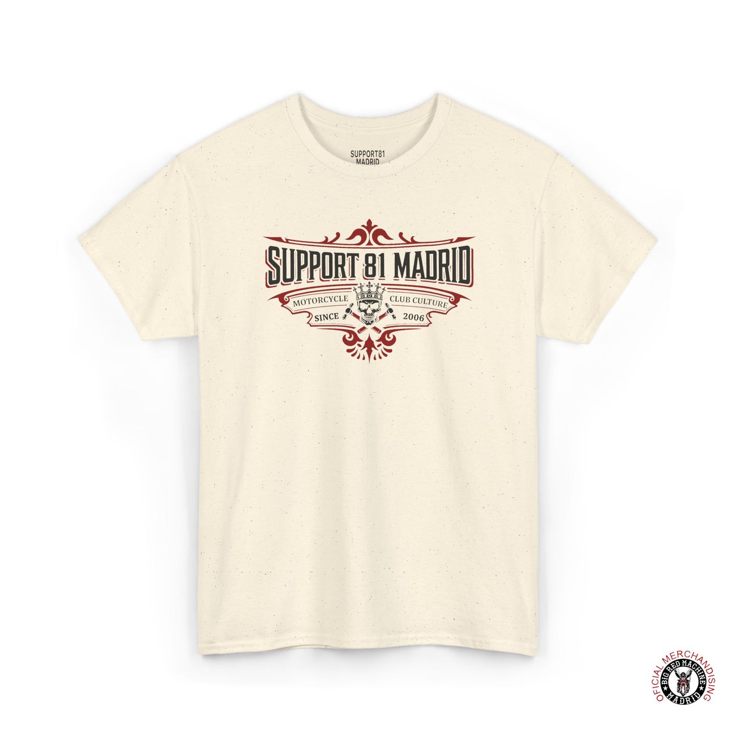 Natural Support 81 Motorcycle Club Culture T-Shirt - Black And Red Graphic