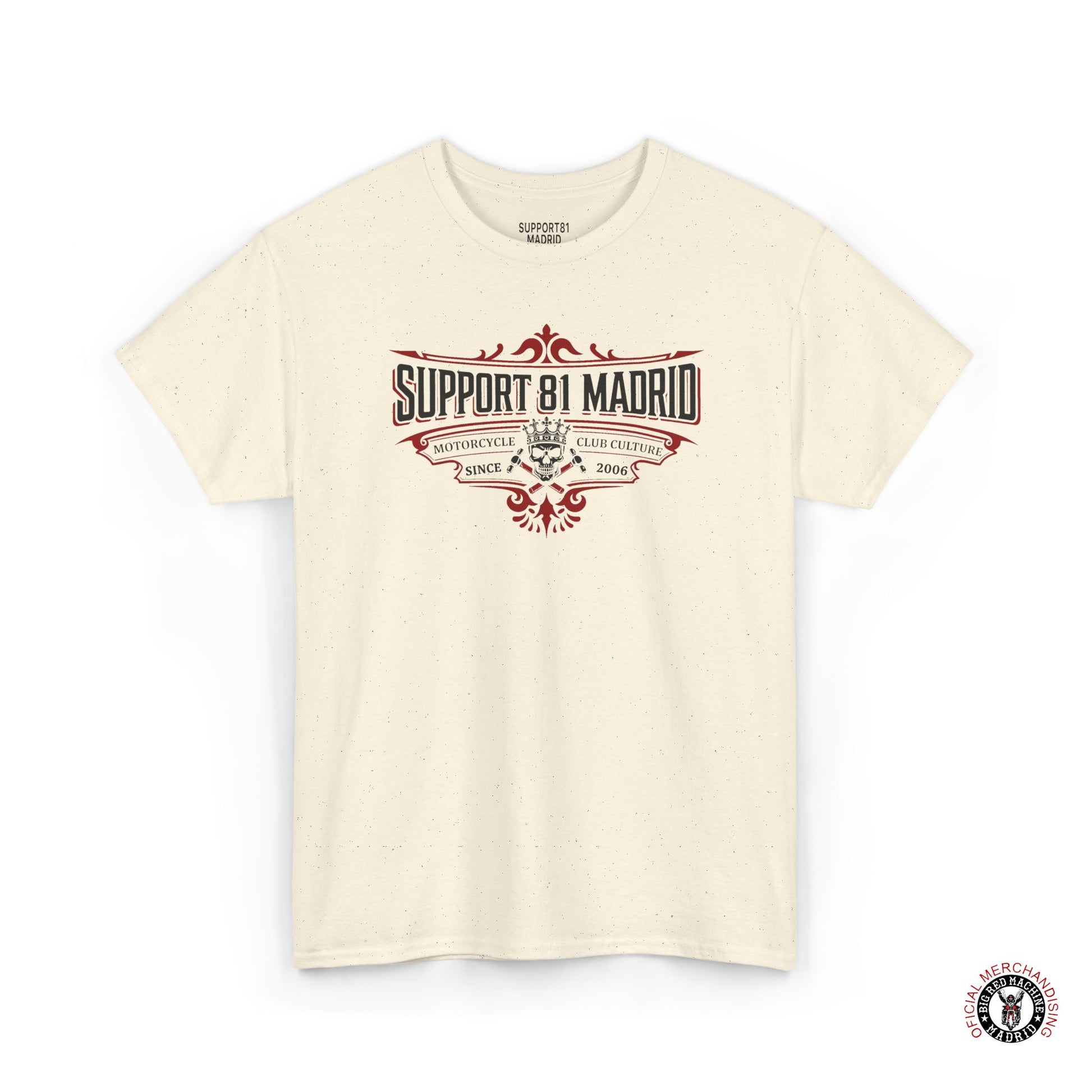 Natural Support 81 Motorcycle Club Culture T-Shirt - Black And Red Graphic