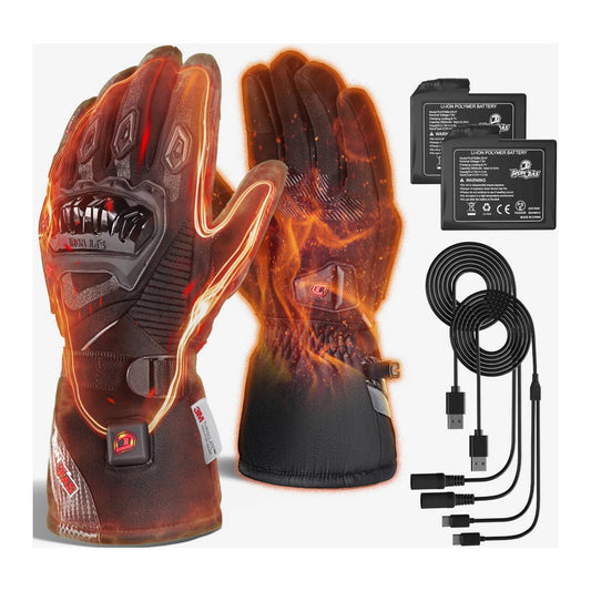 IRON JIA'S Guantes Calefactables Moto Invierno Hombre Nuevo 2025 Puerto de Carga USB de 3000mAh Cable de Carga 2 en 1 Pantalla Táctil Impermeable y Cortavientos Ciclismo Senderismo Esquí XL