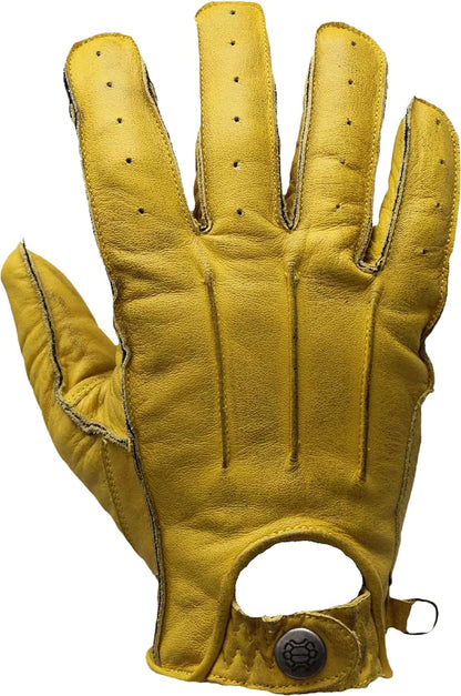 Mycl Turell Easy Rider - Guantes de moto para hombre, piel auténtica, con refuerzo de aramida, sencillos y elegantes, aspecto retro vintage (amarillo, 4XL)