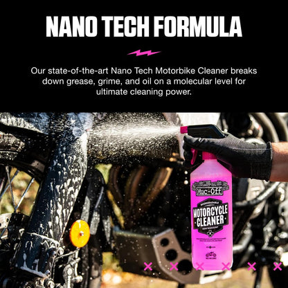 Muc-Off Kit Dúo de Cuidados para Moto - Kit de limpieza de Motos - Limpia y Protege tu Moto - Incluye 1 Litro de Limpiador de Motos y 500 Ml de Protector de Moto