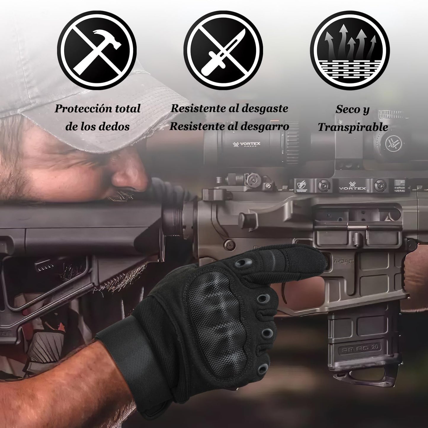 COZOME Guantes de Moto para Hombre, Guante de Verano para Pantalla Táctil con Nudillos Duros, Guantes Protectores para Airsoft Motocross Scooter Ciclomotores ATV Paitball Bicicleta de Montaña