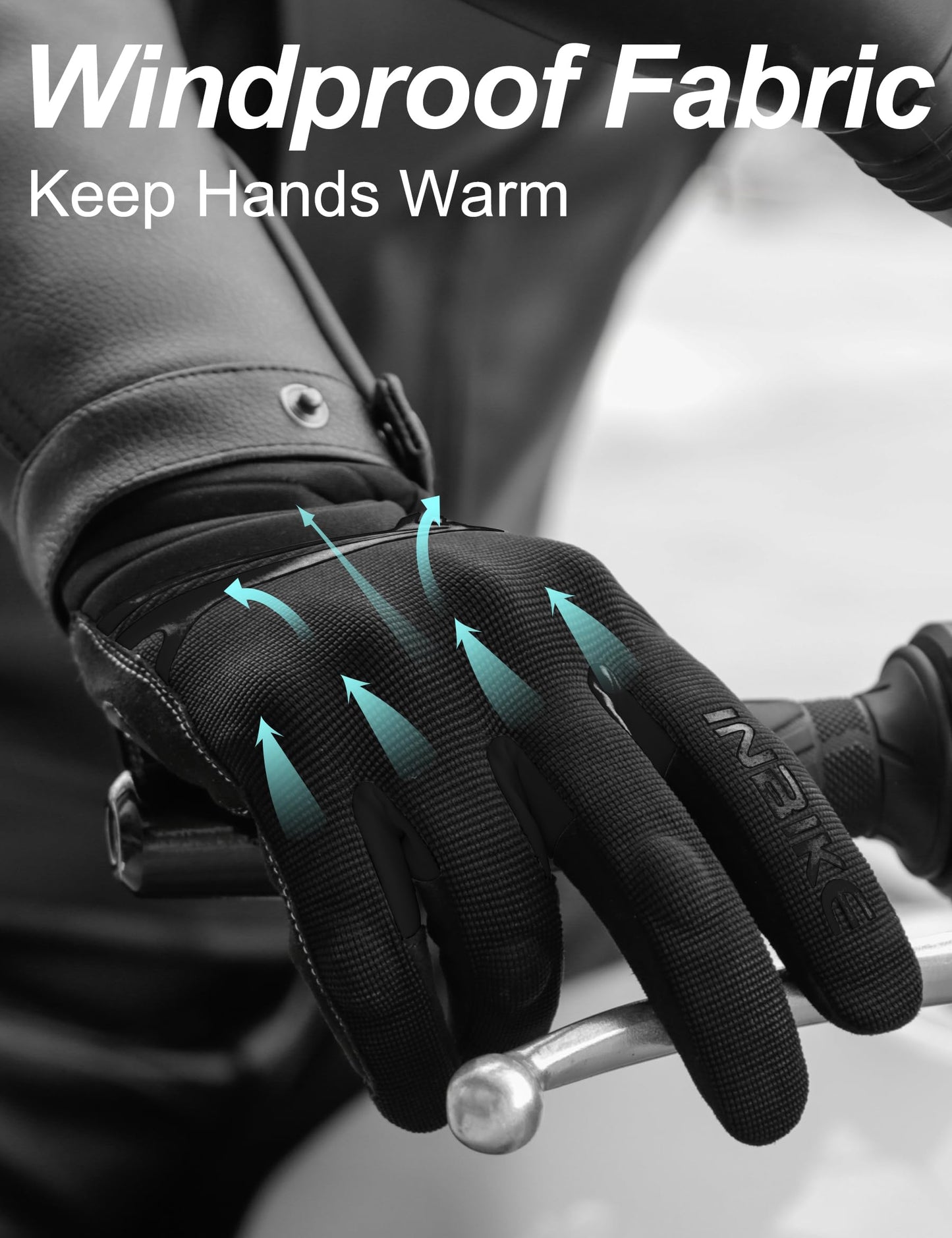 INBIKE Guantes Moto Invierno Hombre Impermeable Compatible con Pantalla Táctil Guantes Moto a Prueba De Viento con Membrana Impermeable Hipora y Forro Térmico(IM902W)
