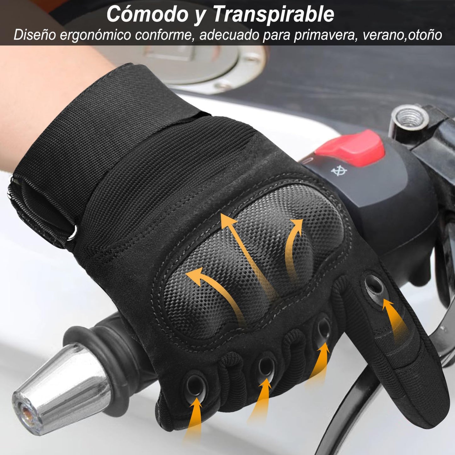 COZOME Guantes de Moto para Hombre, Guante de Verano para Pantalla Táctil con Nudillos Duros, Guantes Protectores para Airsoft Motocross Scooter Ciclomotores ATV Paitball Bicicleta de Montaña