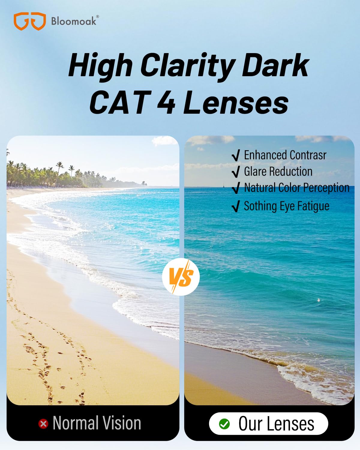 Bloomoak Gafas de sol polarizadas negras con lentes súper oscuras | Gafas de sol deportivas envolventes unisex | UV400 | CAT 4 | Para fotofobia (ojos sensibles)