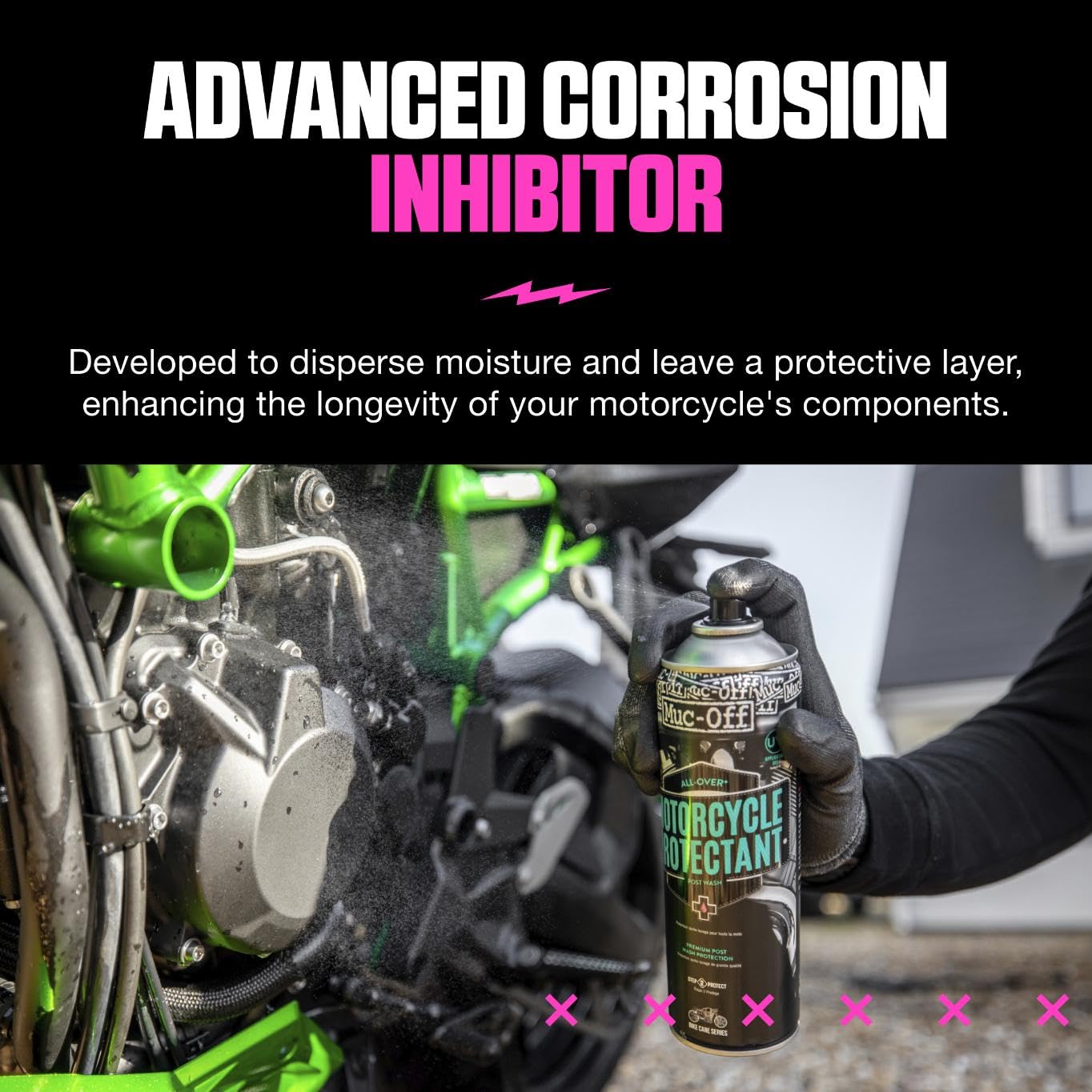 Muc-Off Protector Limpiador de Moto, 500 Ml - Spray de Protección Postlavado Anticorrosivo de Moto - Apto para Todas las Superficies