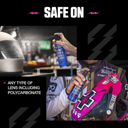 Muc-Off Limpiador de Casco, Visera y Gafas de Ciclismo, 250 Ml - Spray de Limpieza Biodegradable y Antibacteriano para Casco de Bicicleta, Casco de Moto y Gafas