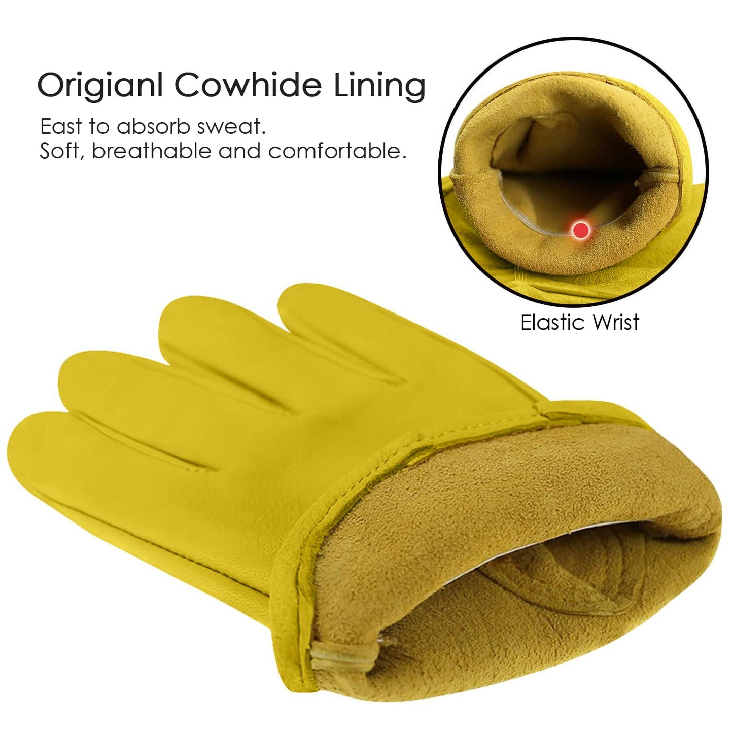 Guantes clásicos de motocicleta para conducción, de piel de vacuno, para uso en verano, color amarillo