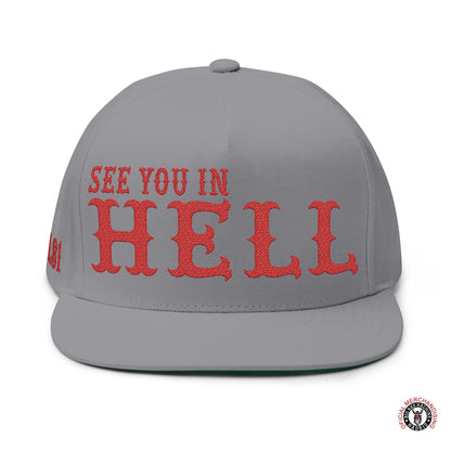 See You in Hell Baseball Hat Embroidered Flat Bill Cap Support 81