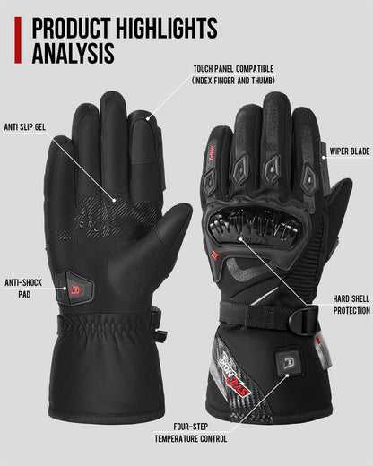 IRON JIA'S Guantes Calefactables Moto Invierno Hombre Nuevo 2025 Puerto de Carga USB de 3000mAh Cable de Carga 2 en 1 Pantalla Táctil Impermeable y Cortavientos Ciclismo Senderismo Esquí XL