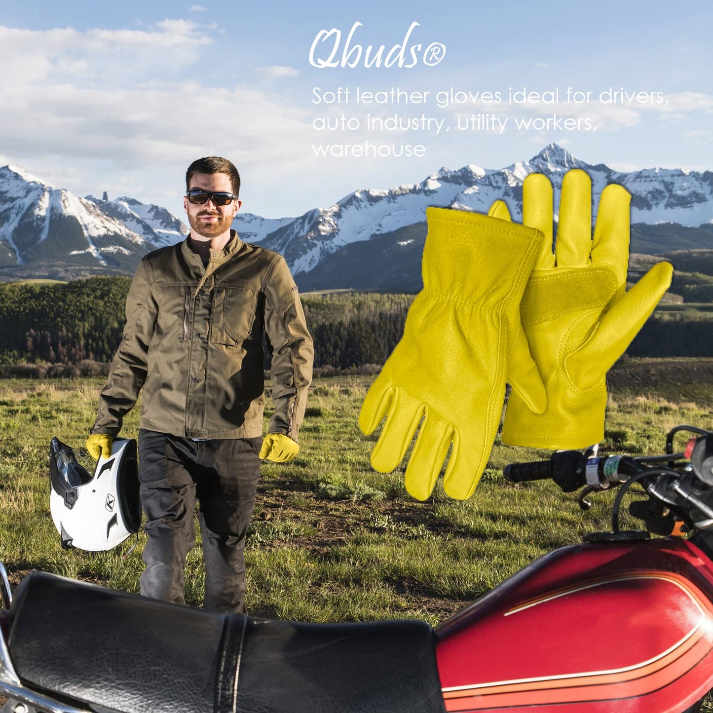 Guantes clásicos de motocicleta para conducción, de piel de vacuno, para uso en verano, color amarillo
