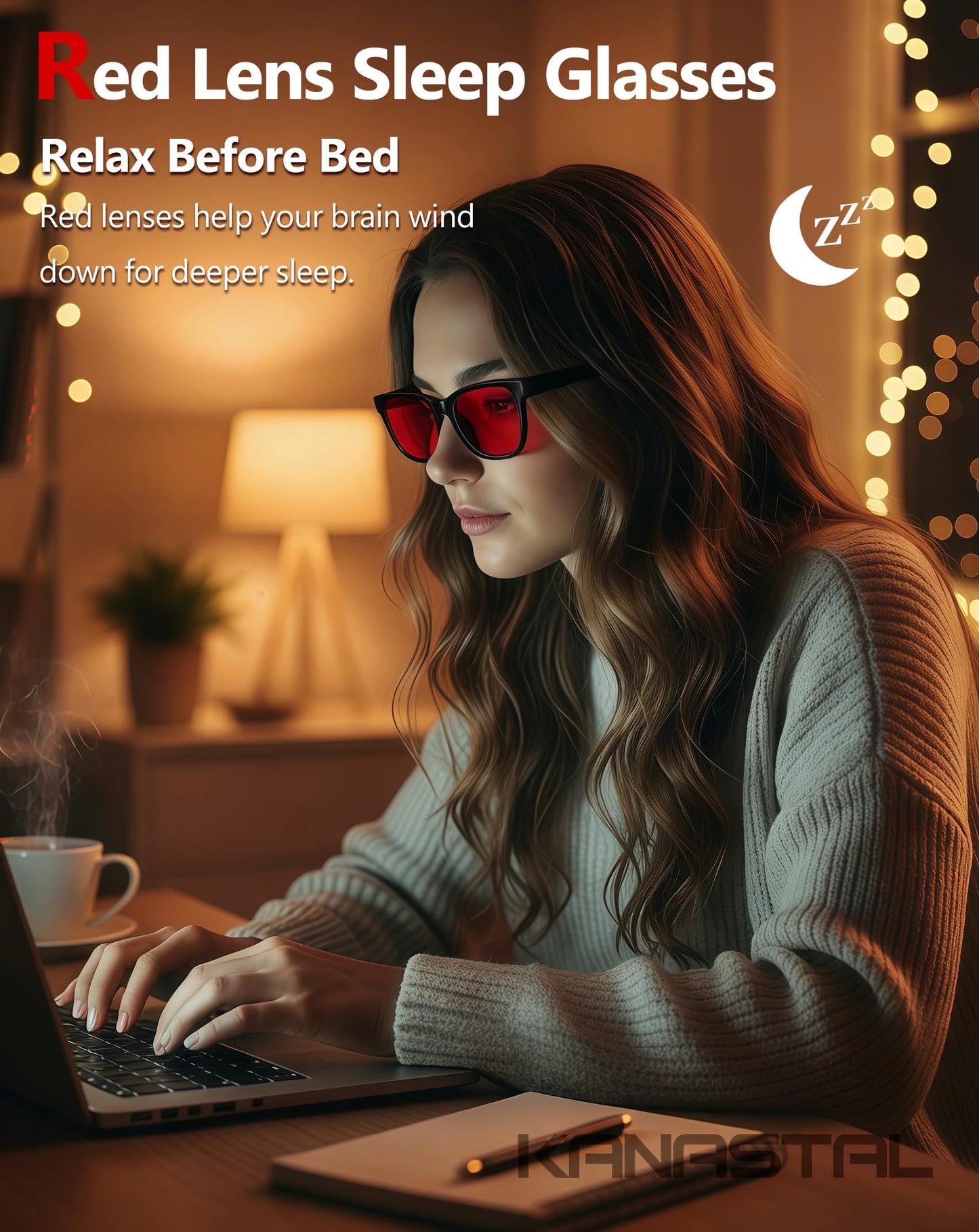 KANASTAL Gafas Luz Azul Rojo Hombre Mujer Filtro Azul Gaming Ordenador Pantallas Dormir Bloqueadoras Red Light Glasses - Montura Negras Con Lentes Rojas