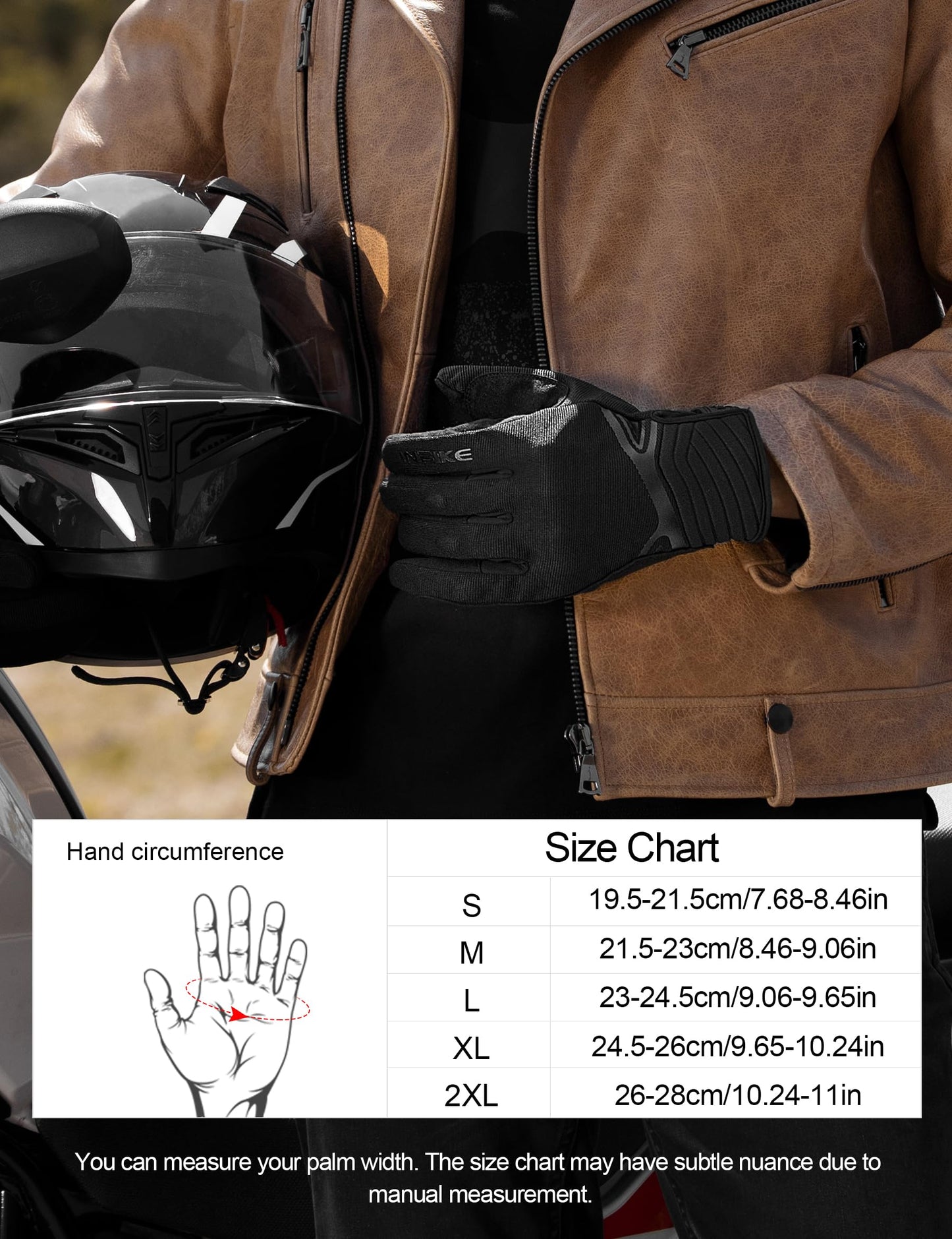 INBIKE Guantes Moto Invierno Hombre Impermeable Compatible con Pantalla Táctil Guantes Moto a Prueba De Viento con Membrana Impermeable Hipora y Forro Térmico(IM902W)