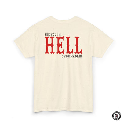 Natural Back Support 81 T-Shirt See You In Hell - Red And Black Graphic Design Tee