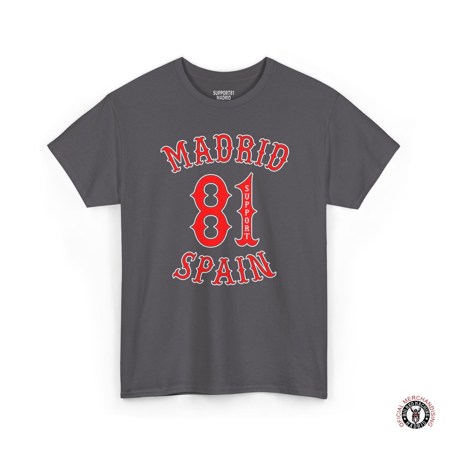 Support 81 Madrid Spain Heavy Cotton T-Shirt - Motorcycle Club Tee For Him