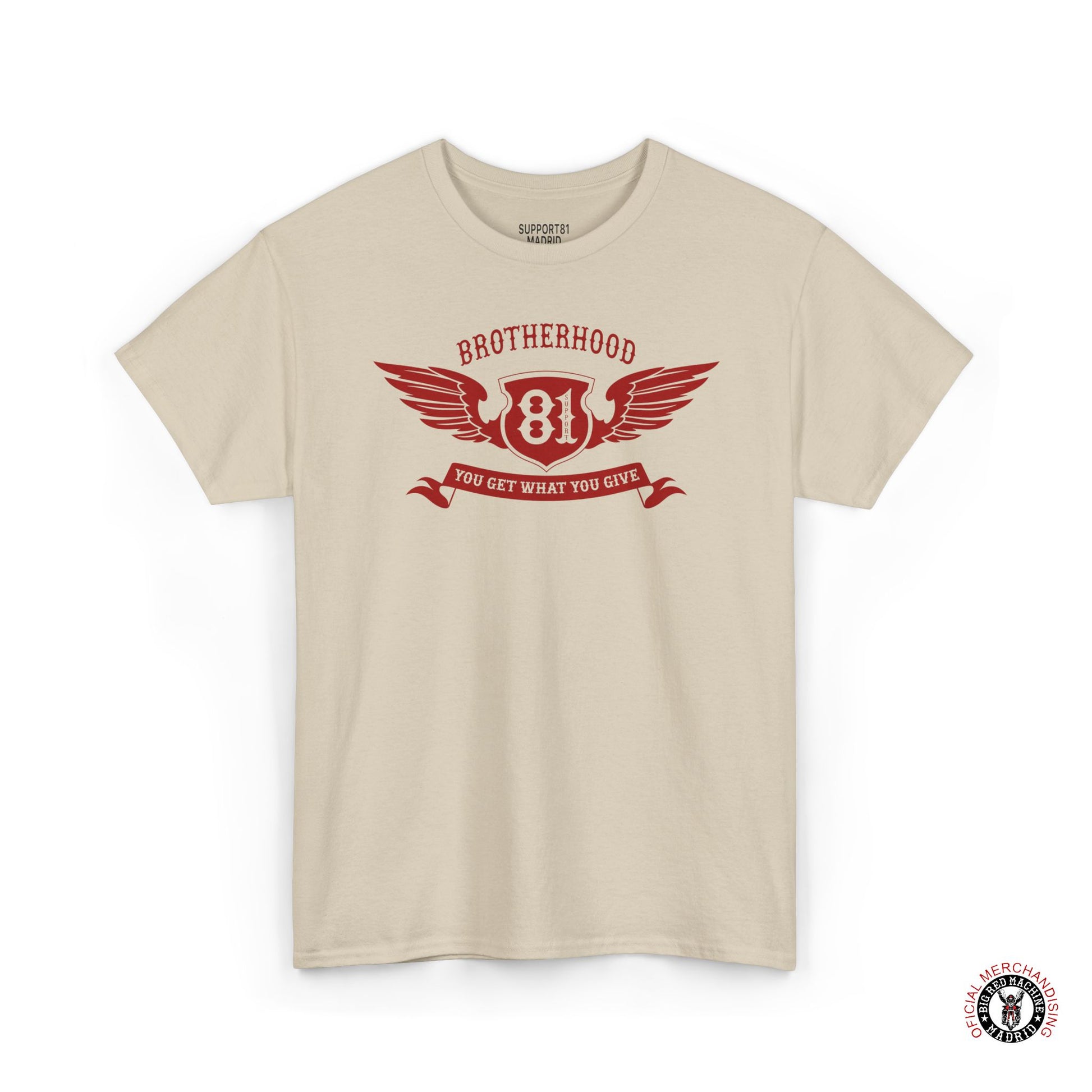 Sand Support 81 Brotherhood Crest T-Shirt - You Get What You Give Graphic Tee